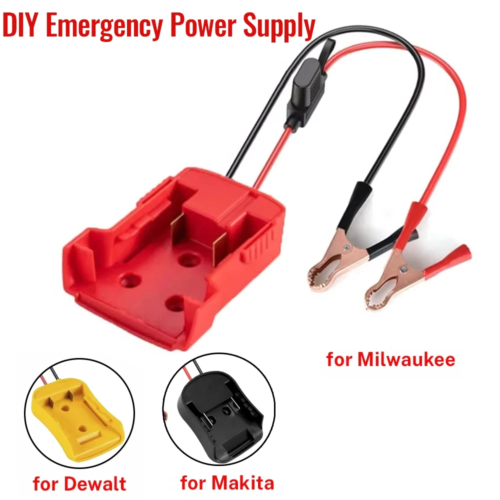 Igniter Jump Starter for Makita DeWalt Milwaukee 18V Battery Car Booster Cable with Fuse Automotive Emergency Power DIY Adapter