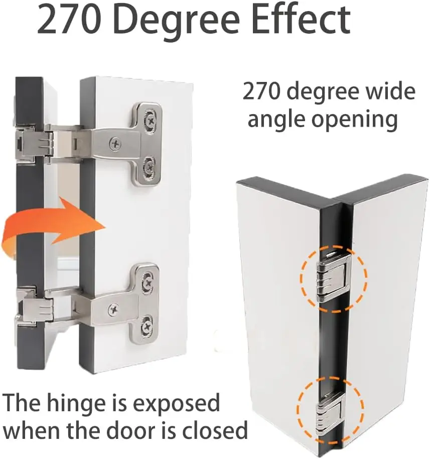 4Pcs  Zinc 270 Degrees Open Hinge For Kitchen Cabinet Bookcase
