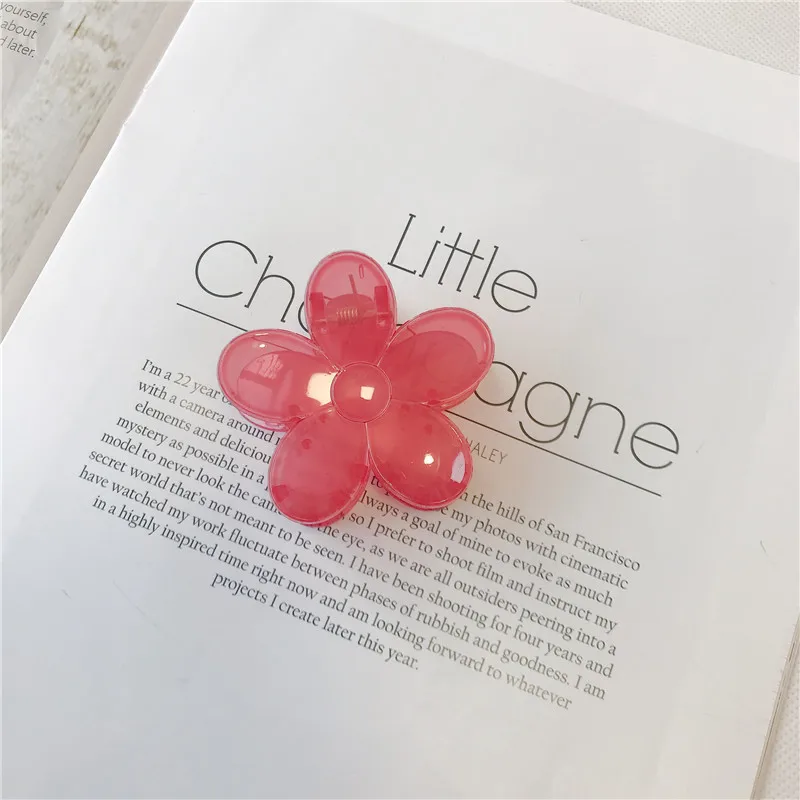 2022 Korea-Japan Jelly Color 6CM Simple Flower Hair Clip Sweet Girl\'s Back Of The Head Bath Grip Accessories For Women