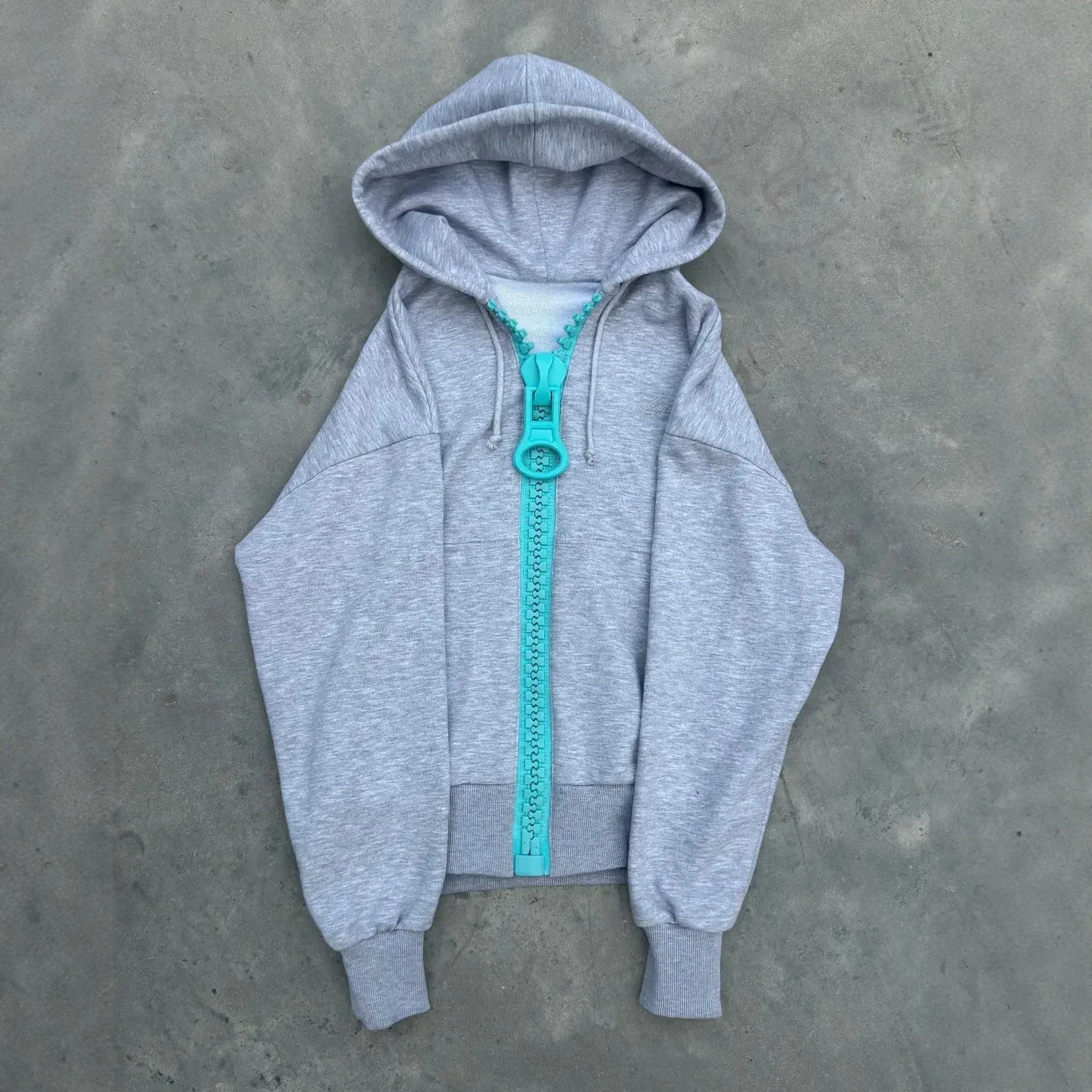 Y2K Vintage Oversized Zip Up Hoodie Women Subculture Big Contrast Zipper Cropped Unique Design Casual Streetwear Sweatshirt 2026