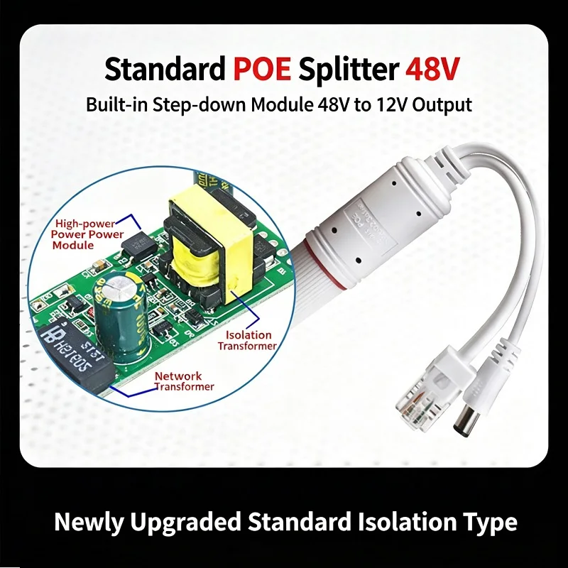 Monitoring POE separator 48V to 12V19W outdoor waterproof webcam national standard with isolated power supply module