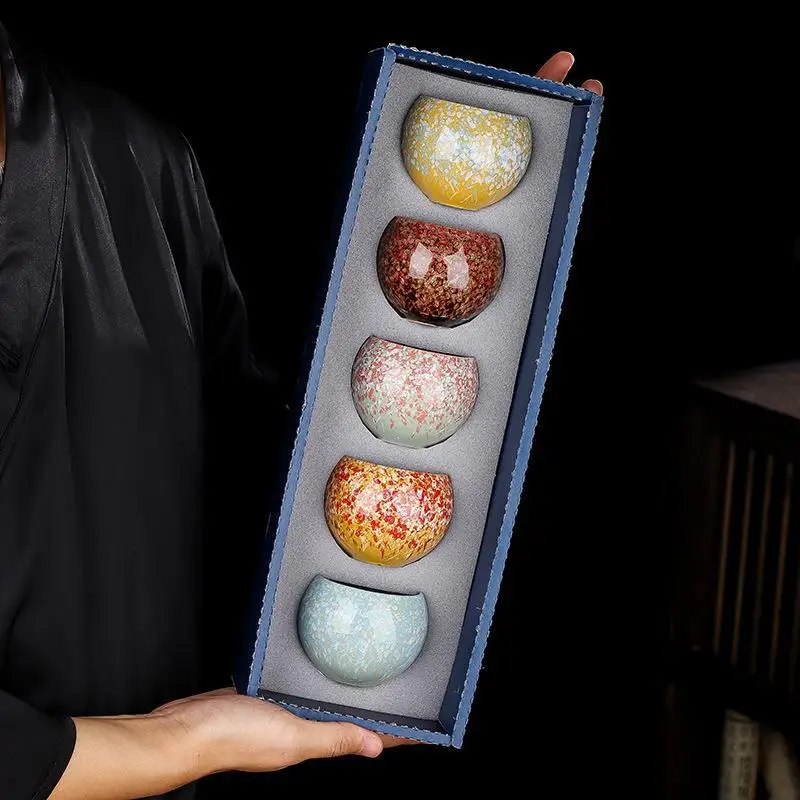 Ceramic Kiln-Changed Dragon Egg Cup, Non-Spill Cup, Kung Fu Tea Tasting Cup, Large Master Cup, Tea Bowl, Tea Set, Tenmoku Glaze