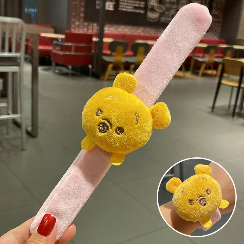 Disney Cartoon Pat Circle Anime Figure Winnie The Pooh Donald Duck Plush Doll Bracelet for Girls Toys Birthday Gift