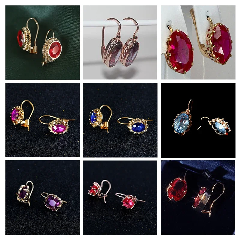 Luxury Fashion Teardrop Dangle Earrings for Women Blue Red Drop Earrings Engaent Wedding 2022 Trend Gold Color Jewelry