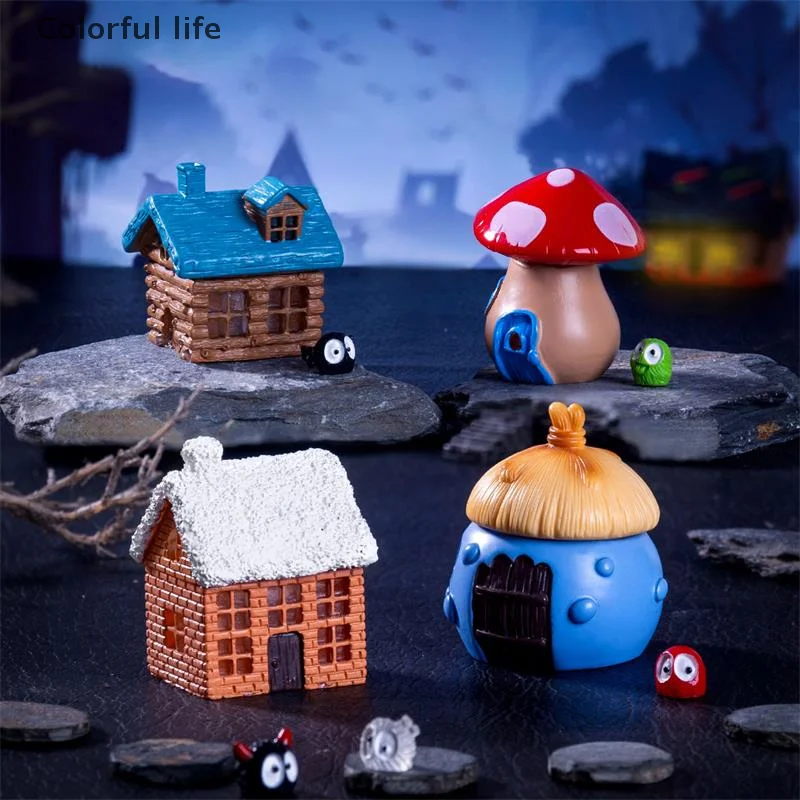 لطيف هالوين متوهجة منزل المشهد الصغير الحلي دمية اللعب ديكور المنزل DIY بها بنفسك الراتنج اكسسوارات الاطفال اللعب منزل هدية #2