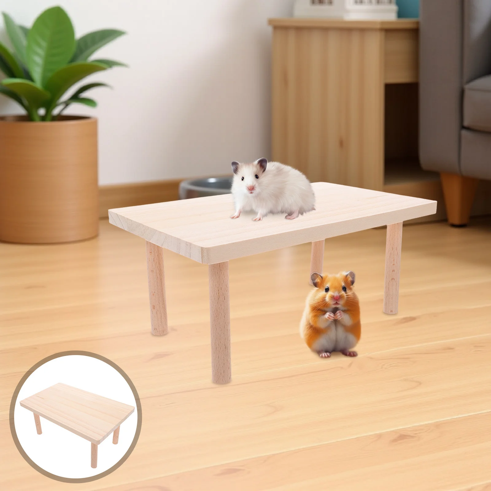 

2Pcs Wooden Hamster Platform Multipurpose Pet Supply Safe Durable Cage Landscape Stands for Small Pets Hamster Platform