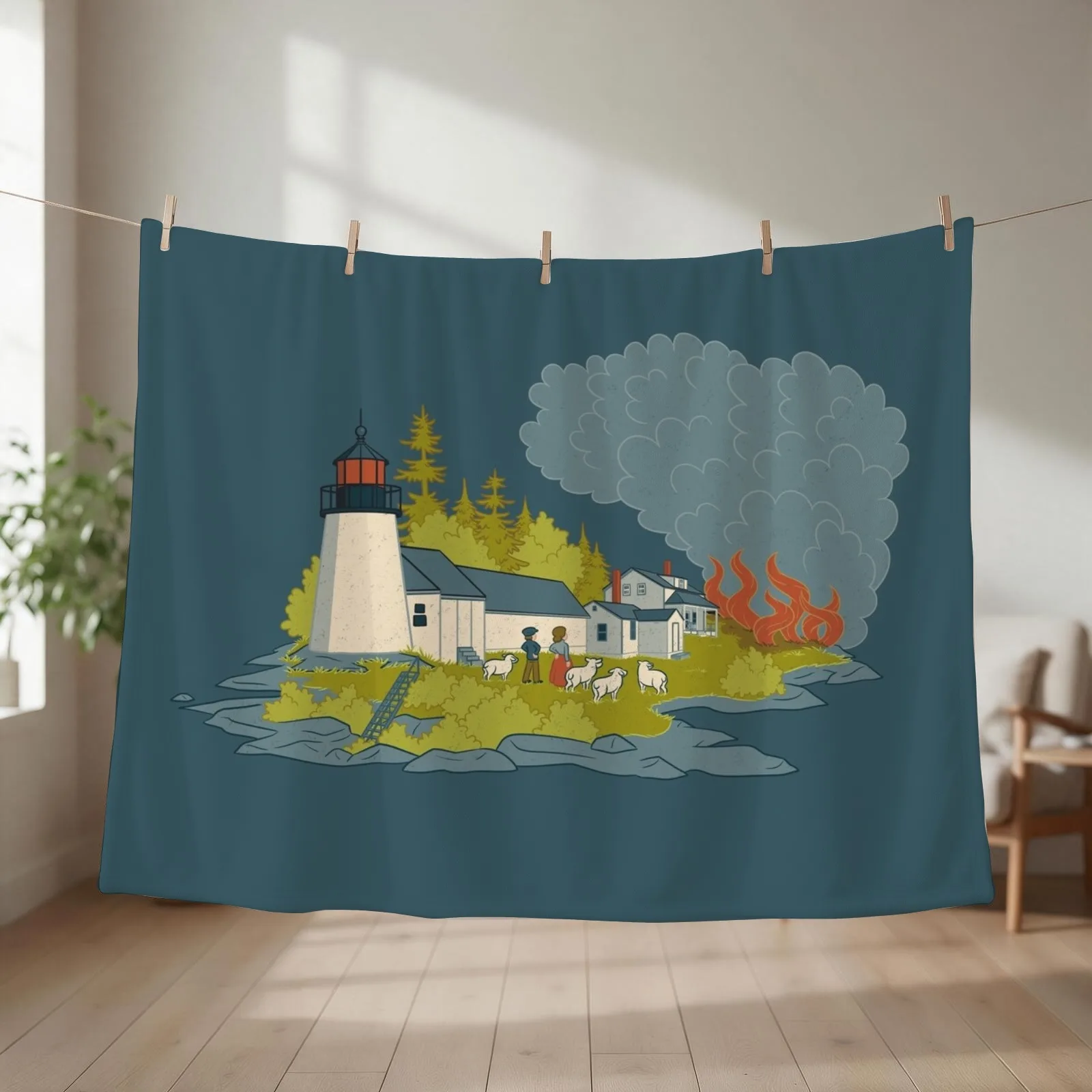 Burnt Island Light Throw Blanket Plaid Flannel Summer Thermals For Travel Blankets