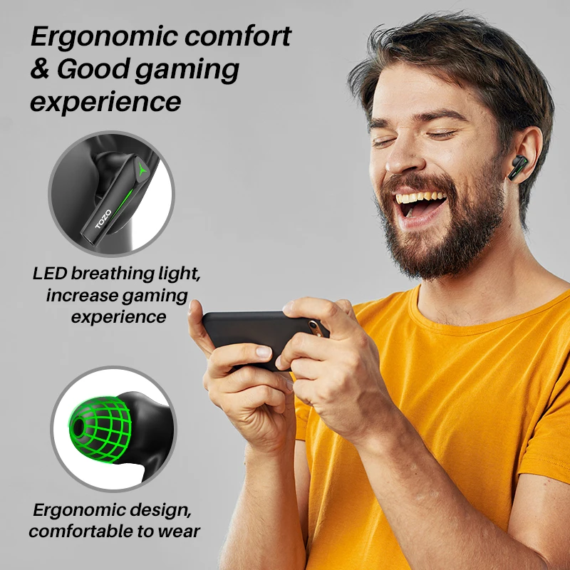 TOZO G1 45ms écouteurs de jeu à faible latence reconditionnés écouteurs sans fil Bluetooth casque 20-40KHz son basse Gamie musique double Mode