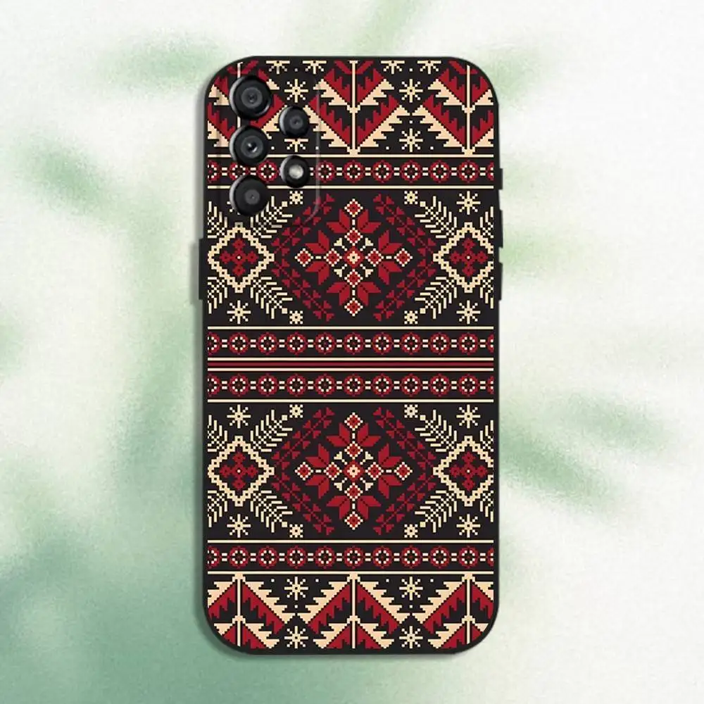 U-Ukraine Ornaments P-Pattern جراب هاتف لهاتف سامسونج جالاكسي A20، A21s، A22، A31، A32، A52، A53، A72، 73، A80 غطاء أسود ناعم