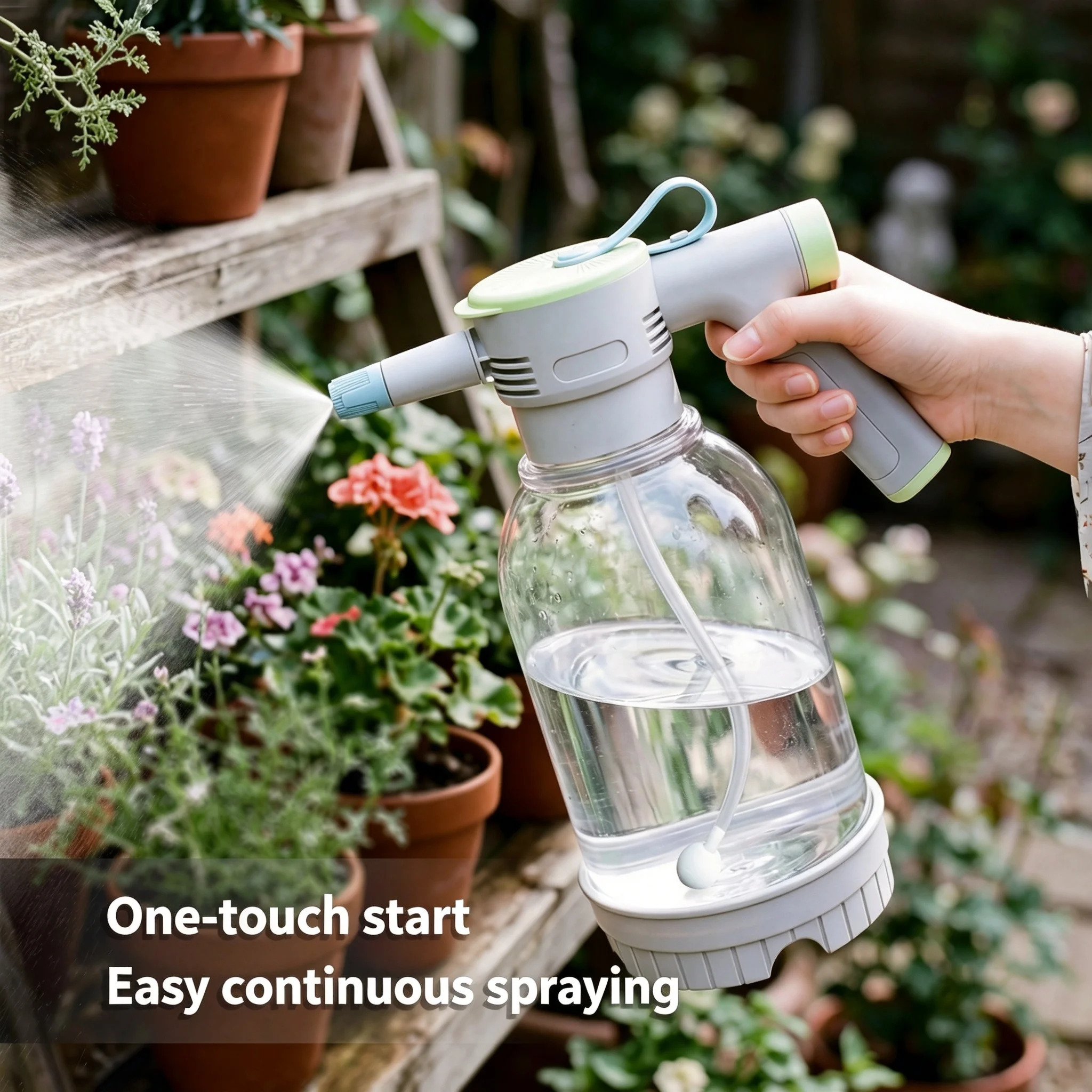 2L Electric Watering Kettle with Two Spray Modes C-Interface Charging Adjustable Sprinkler for Cleaning Disinfecting And Gardeni