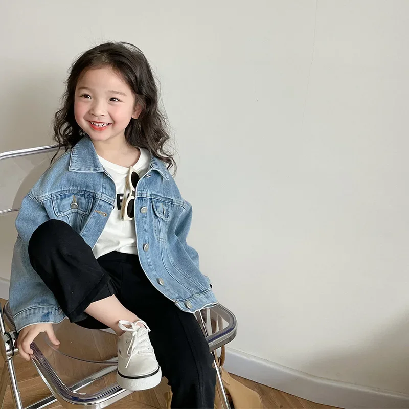 Outerwear Turn-down Collar Full Sleeve Regular Length Single Breasted Designable Soft Fashion Modern Soft Spring Children Girls