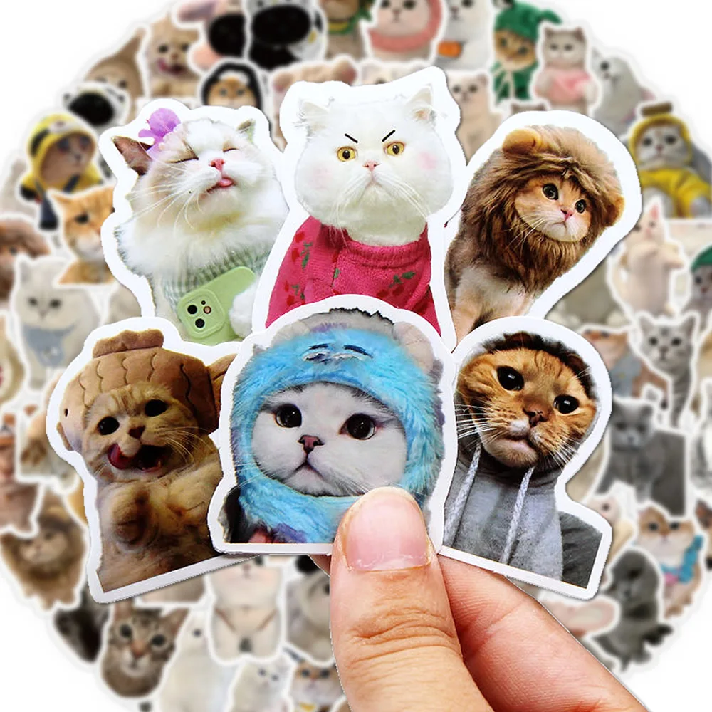 10/100/1000pcs Funny Cute Cat MEME Animals Stickers Kawaii Decals Scrapbooking Notebook Luggage Laptop Skateboard Sticker Toy
