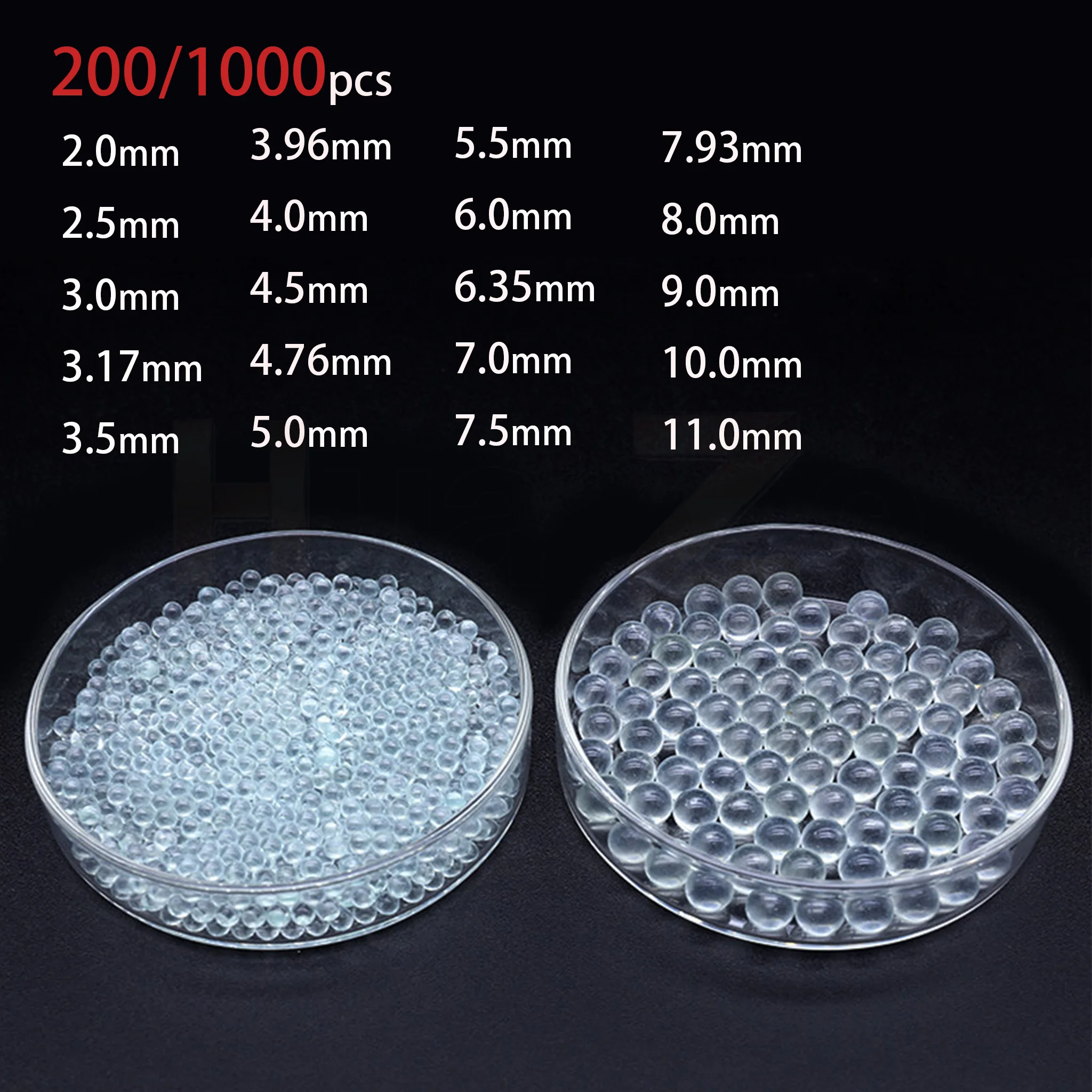 1000Pcs High Precision Glass Bearing Balls 2.5mm 3mm 3.17mm 3.5mm 3.96mm 4mm 4.5mm 4.76mm 5mm 5.5mm 6mm 6.35mm-11mm