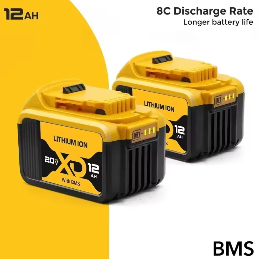 

SU New 20V 12000mAh DCB200 Battery Compatible with Dewalt Power Tools 18V Rechargeable Electric Tool Lithium Batteries 20V 18Vol