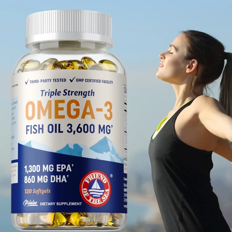Suplemento de aceite de pescado Omega 3 - Sistema nervioso, reduce la fatiga articular, apoya la salud de los ojos, la piel y el corazón, Omega-3, EPA y DHA