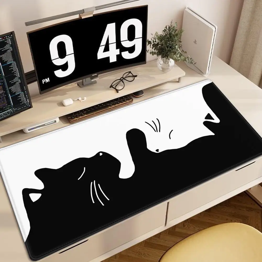 

Funny black cat Mouse Pads Cute Cat Computer XXL Mausepad Company Desk Pad 800X400 Large Kawaii Cushion Office Accessories Rug