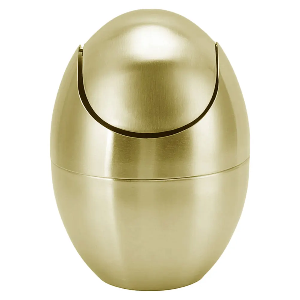 

1pcs Stainless Steel Desktop Trash Can Egg Shape Small Compact Waste Bin for Office Home Bathroom Bedroom Hotel Use