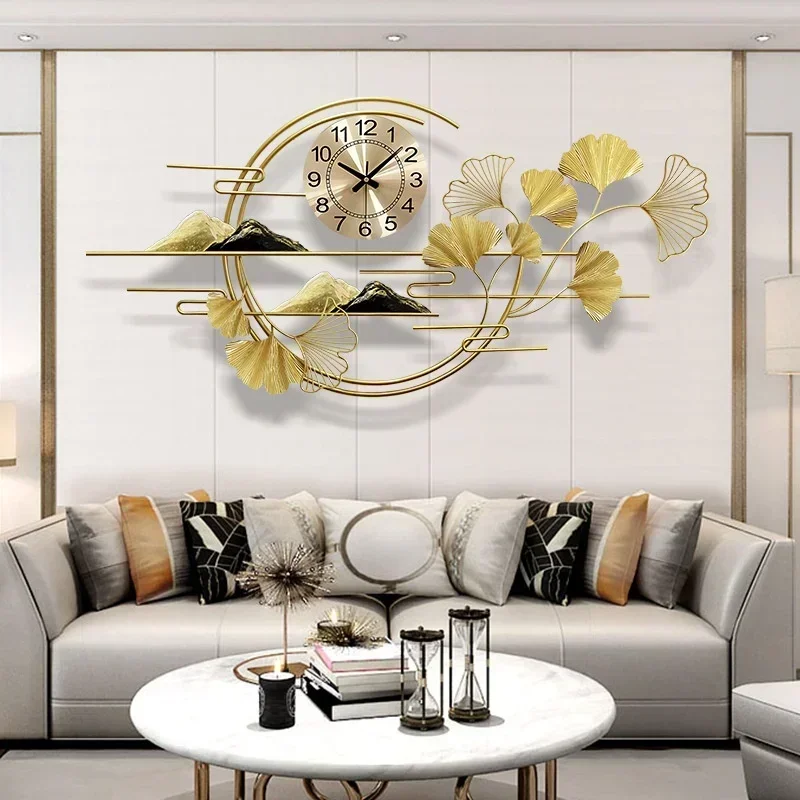 Living room decoration clock wall clock modern light luxury dining room wall table creative sofa background wall mural clock