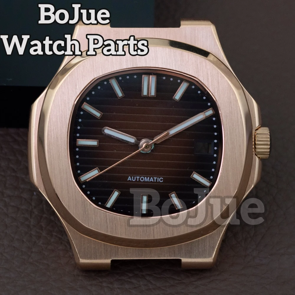 

41mm Rose Gold NH35 Case for Nautilus Watch Case Strap Sapphire Glass fit NH36 NH38 movement 30.5mm dial 316L Stainless Steel