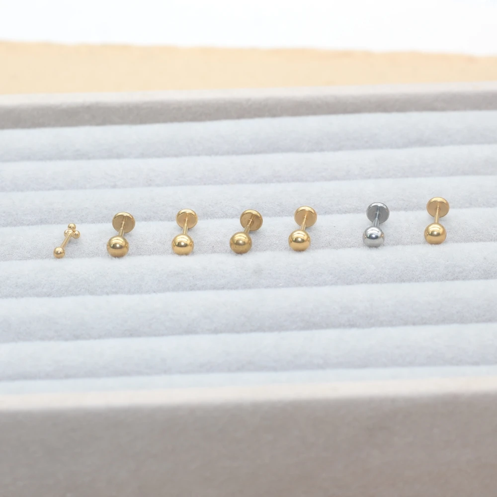 Geeignet zum Schlafen, Ohrstecker mit Schraubverschluss aus Edelstahl, antiallergisch, 20G, bunter Stein, Schmuck für Damen und Herren. – Detail 4