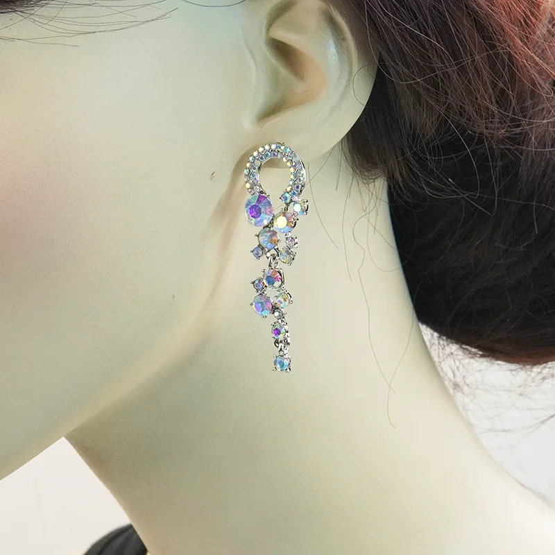 2024 Retro Luxury Flower Drop Earrings for Women Girls Temperament Colorful Rhinestone Black Color Earring Party Wedding Jewelry