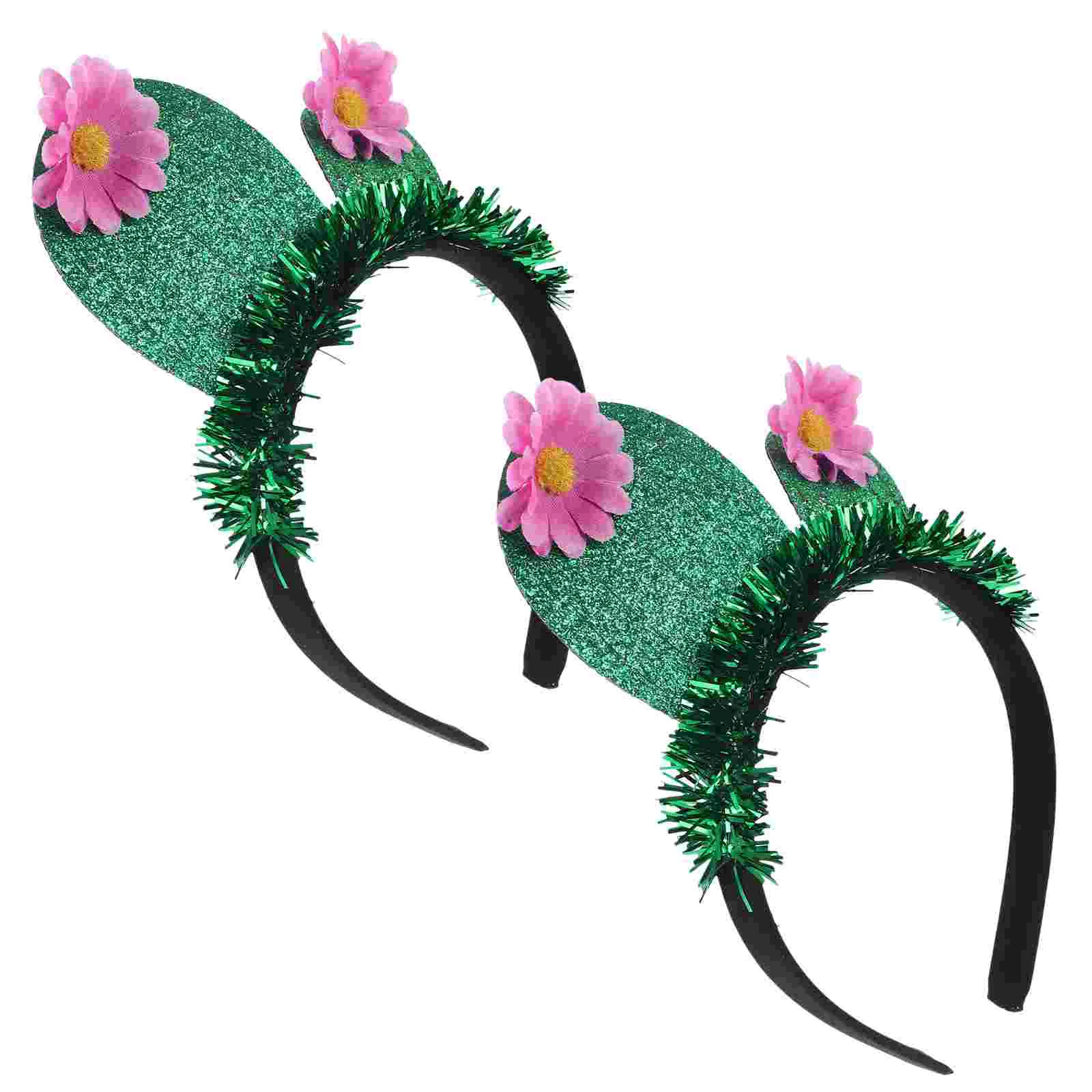 

2 Pcs Cactus Headband Fake Fish Model Decoration Plush Hair Hoop Festival Hairband Antlers Woman