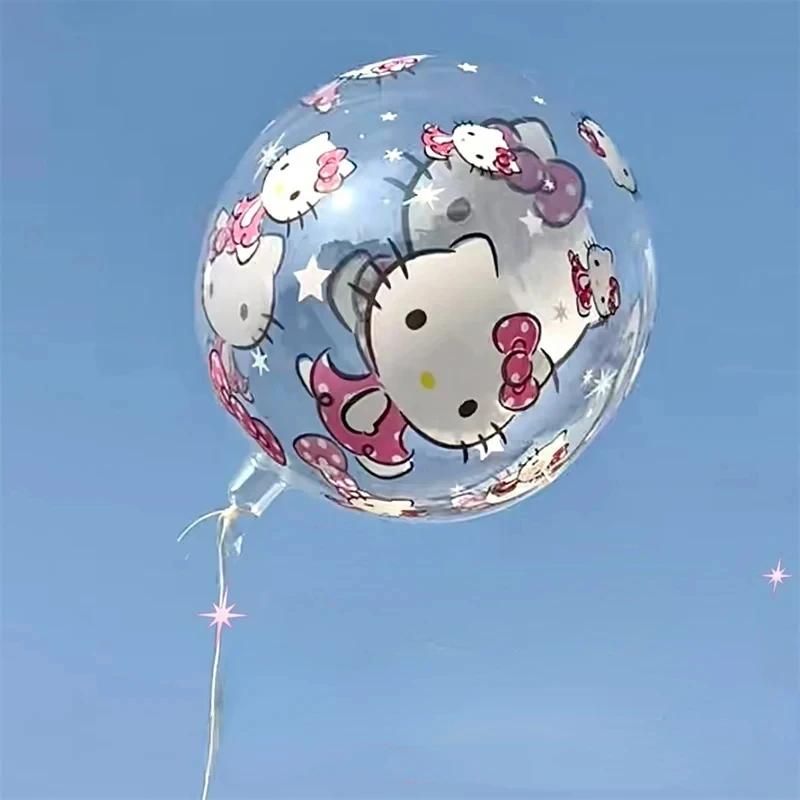 6 unids/set Hello Kitty Sanrio Kawaii globos transparentes impresos fiesta de cumpleaños boda regalos para niños juguete muebles decoración