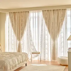 French Cream Lace Curtains Bedroom Blackout Balcony Shade Curtain Luxury Curtains for Living Room Girl Ins Wind Room Decoration