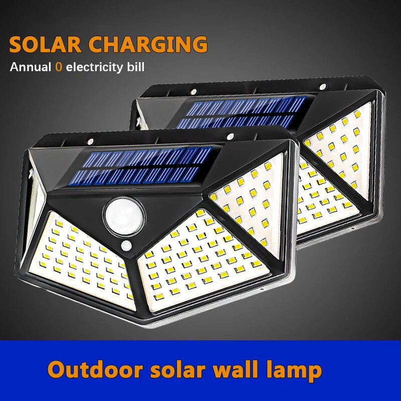 Outdoor Motion Sensor Solar Wall Lamp 100LED Solar Waterproof Wall Light Solar Path Light for Garden Porch Decoration Lighting