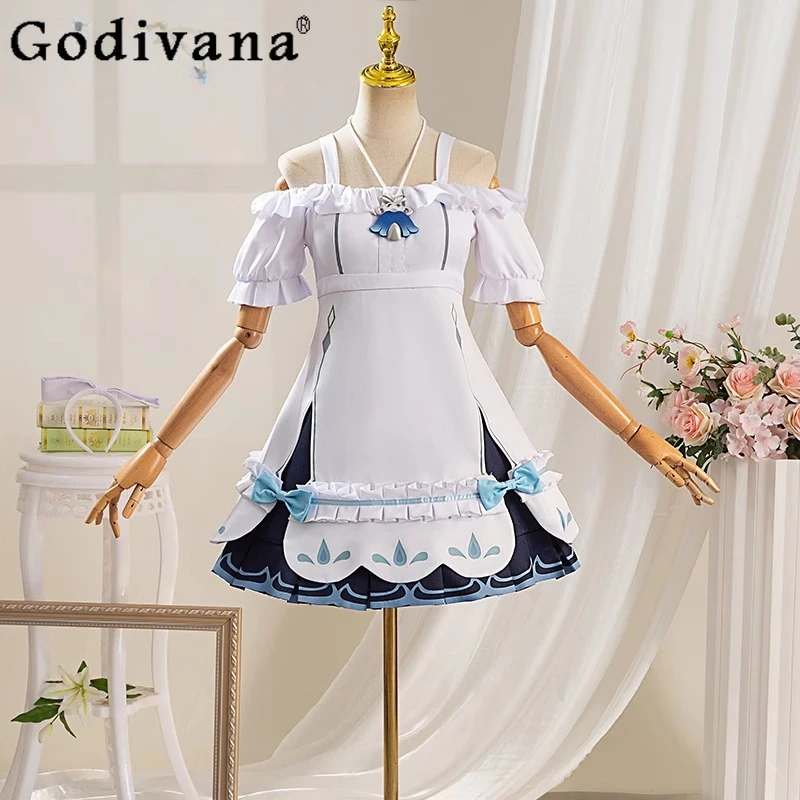 Women Hallowen Play Role Clothes Cosplay Costume Anime Cos Dress Set Female Headwear Necklace Party Game Uniform Dress