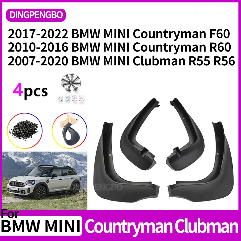 MudFlaps For BMW MINI Countryman R60 F60 2010-2022 Clubman R55 R56 Mudguards Mud Flaps Splash Guards Fender Accessories