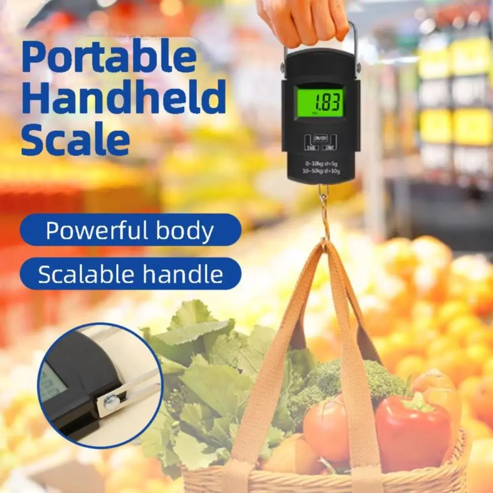 Battery Powered Electronic Hanging Scale LCD Backlit Display High Accuracy Digital Hanging Scale Metal Hook Portable