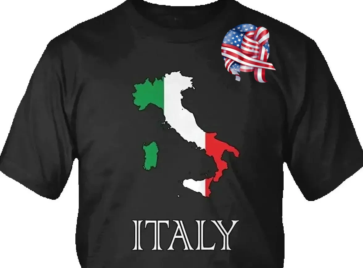 Simple Style Italy Flag Map, Italian Boot T-Shirt 100% Cotton O-Neck Short Sleeve Summer Casual Mens T-shirt Streetwear