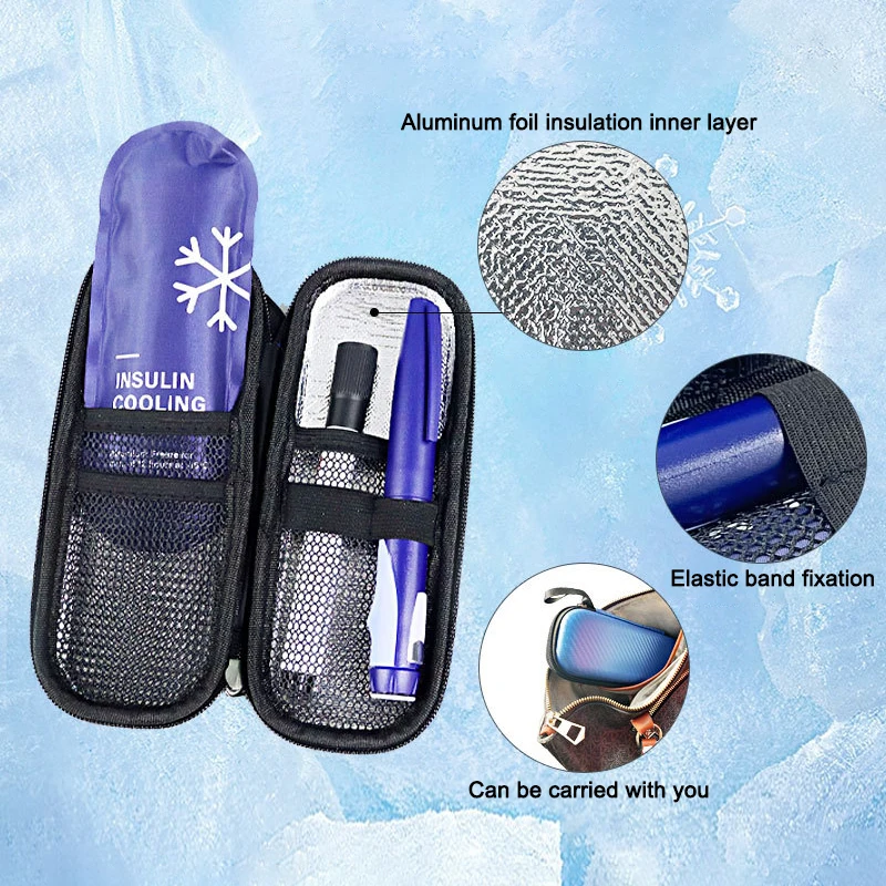 

Portable Insulin Cooling Bag Diabetic Pocket Travel Case Pill Protector PU Waterproof Thermal Insulated Medicla Cooler