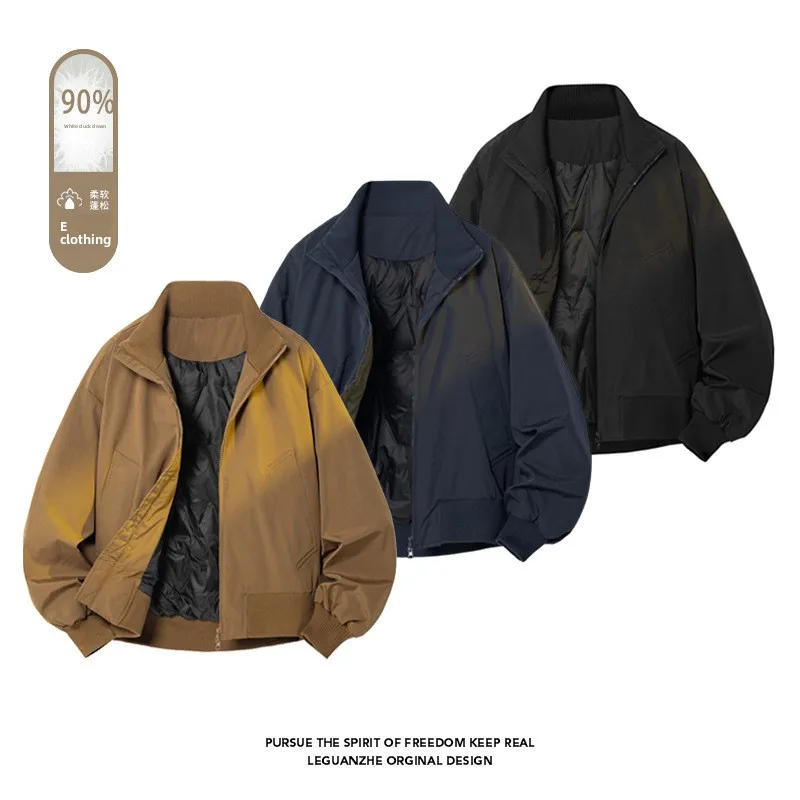 

Cleanfit Sli ort Men's down Jaet White Du Feather Pilot Coat Urban Casual Polyester Fiber Windproof 3D Design Thi...