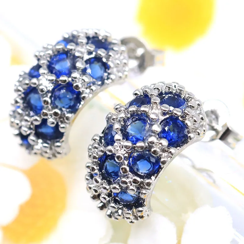 Buy 4 Get 1 Free 15x8mm Lovely Cute created Iolite Tanzanite Woman's Engagement Silver plated Earrings