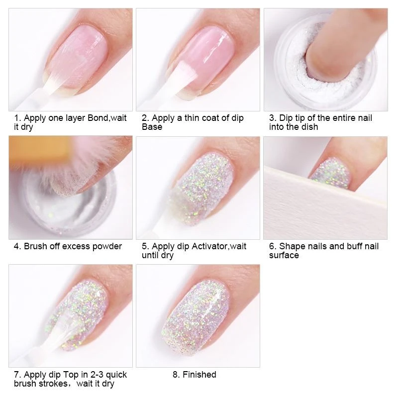 Nicole diário 10ml sistema de imersão em pó glitter camaleão brilhante decorações de arte de unhas para design de pontas de unhas