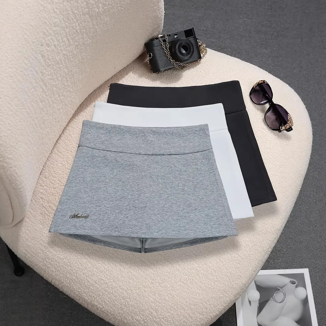 Side Split Skirt Women New High-waisted Slim-fit Fake Two-piece Casual Sports Hip Skirt