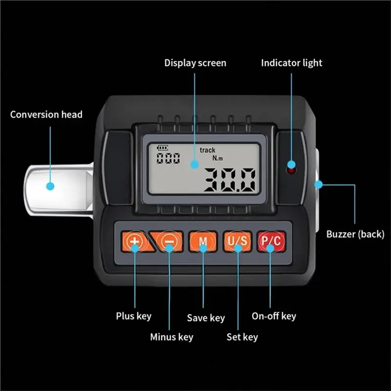 [NEWA08R】 DNC-200N. M Digital Torque Meter 1/2" Adjustable Wrench Adapters Bicycle Auto Car Repair Tool Driver