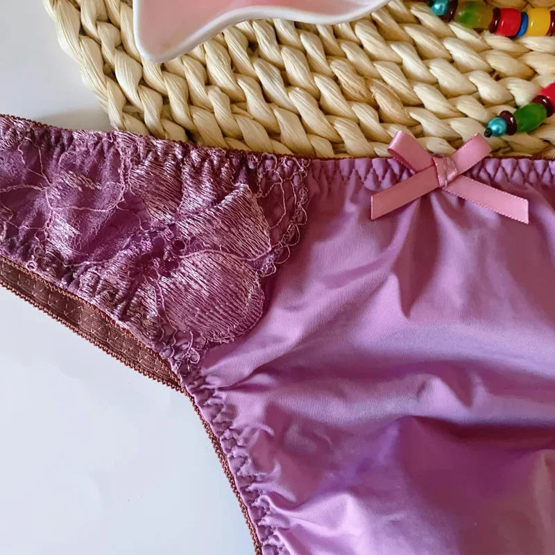 남자의 수 놓은 레이스 끈 시시 귀여운 낮은 허리 보우 T 백 팬티 에로 속옷 BF 개인 파티 클럽 섹시한 의상