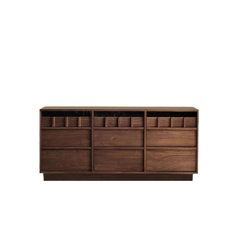 

Medieval walnut solid wood nine-chest ca binet side cabinet skeleton bedroom storage lock er