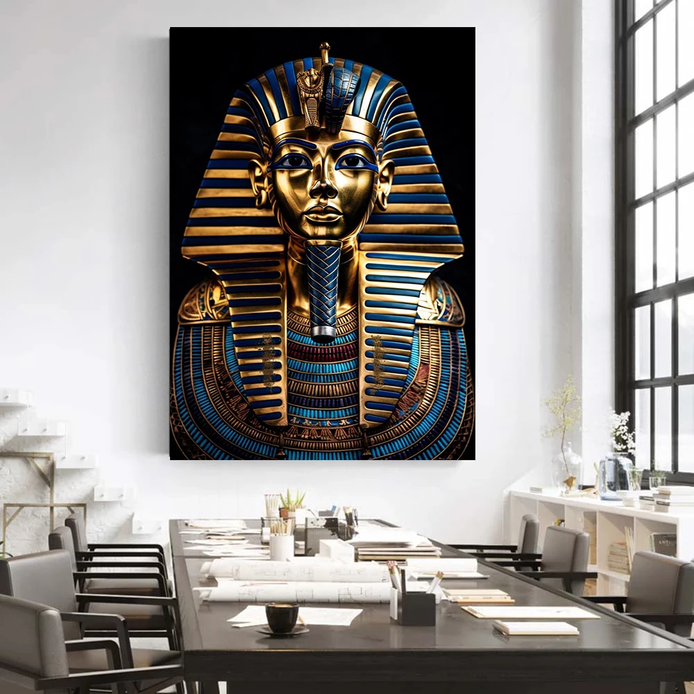 

Картина на холсте с изображением царя Тутанхамона, постер с египетским фараоном, подарок на новоселье, декор для дома, куадрос