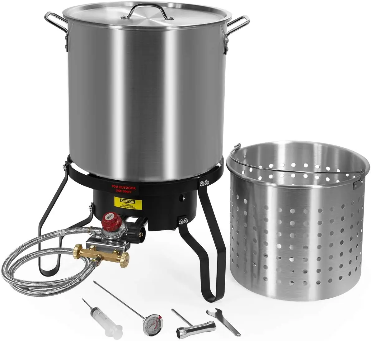 52Qt Turkey Deep Fryer w/High Pressure Burner All Purpose Aluminum 80,000 BTU Outdoor Boiler Roaster Clam Bake Crawfish