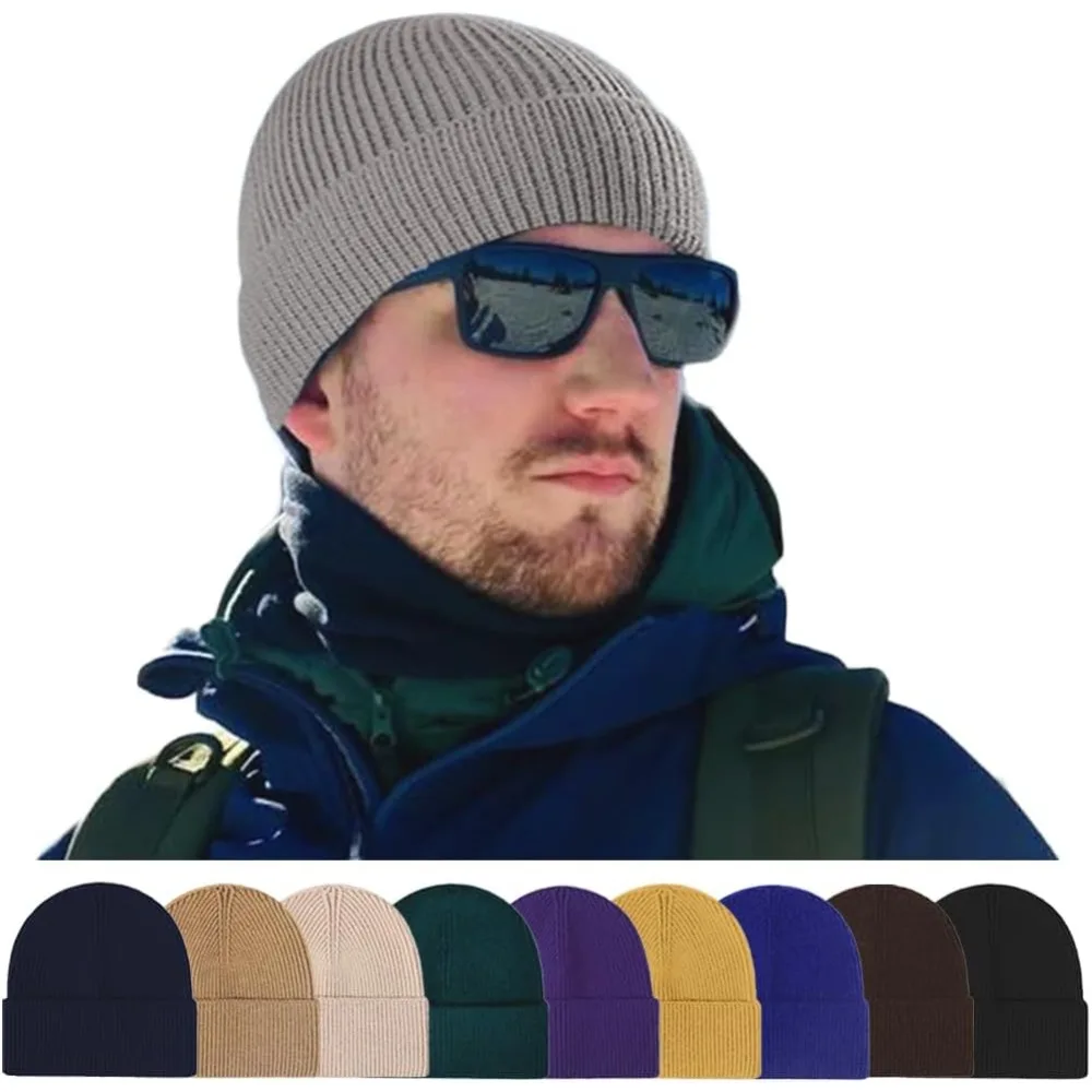 1 Stück Winter-warme, mit Satin gefütterte Strickmütze, Acryl-Wintermützen für Damen und Herren, Seidenfutter, weiche, lässige, warme Beanie-Mütze mit Bündchen