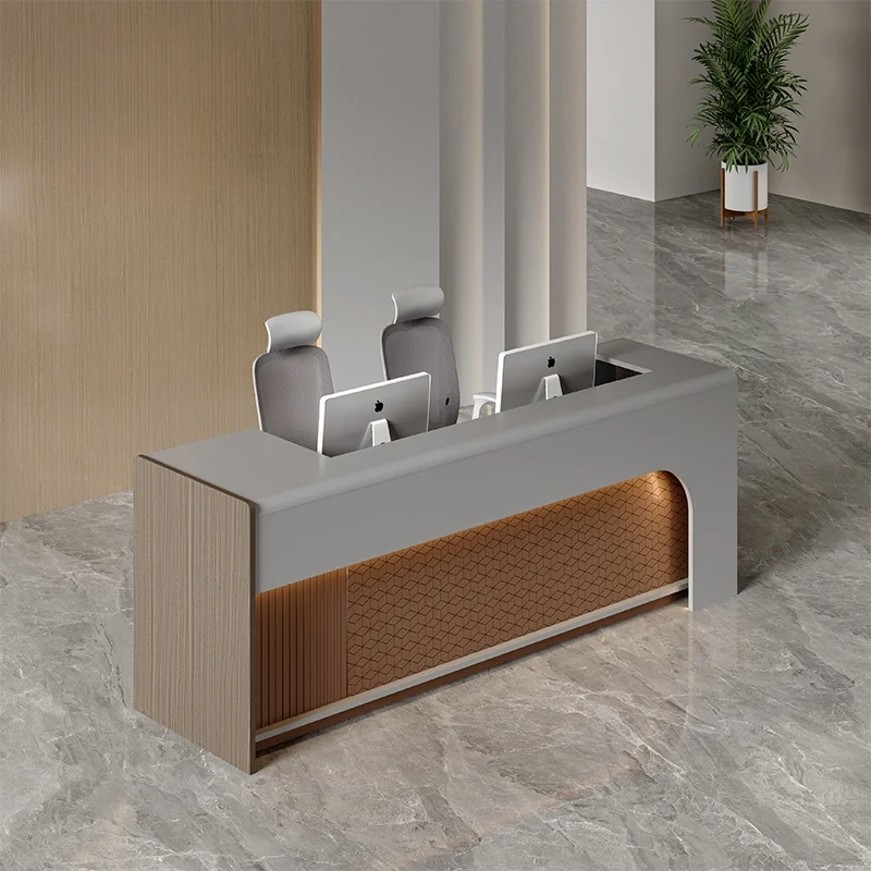 custom.Factory Simple Modern Company Wooden Reception Desk Beauty Salon Hotel Reception Counter Front Desk