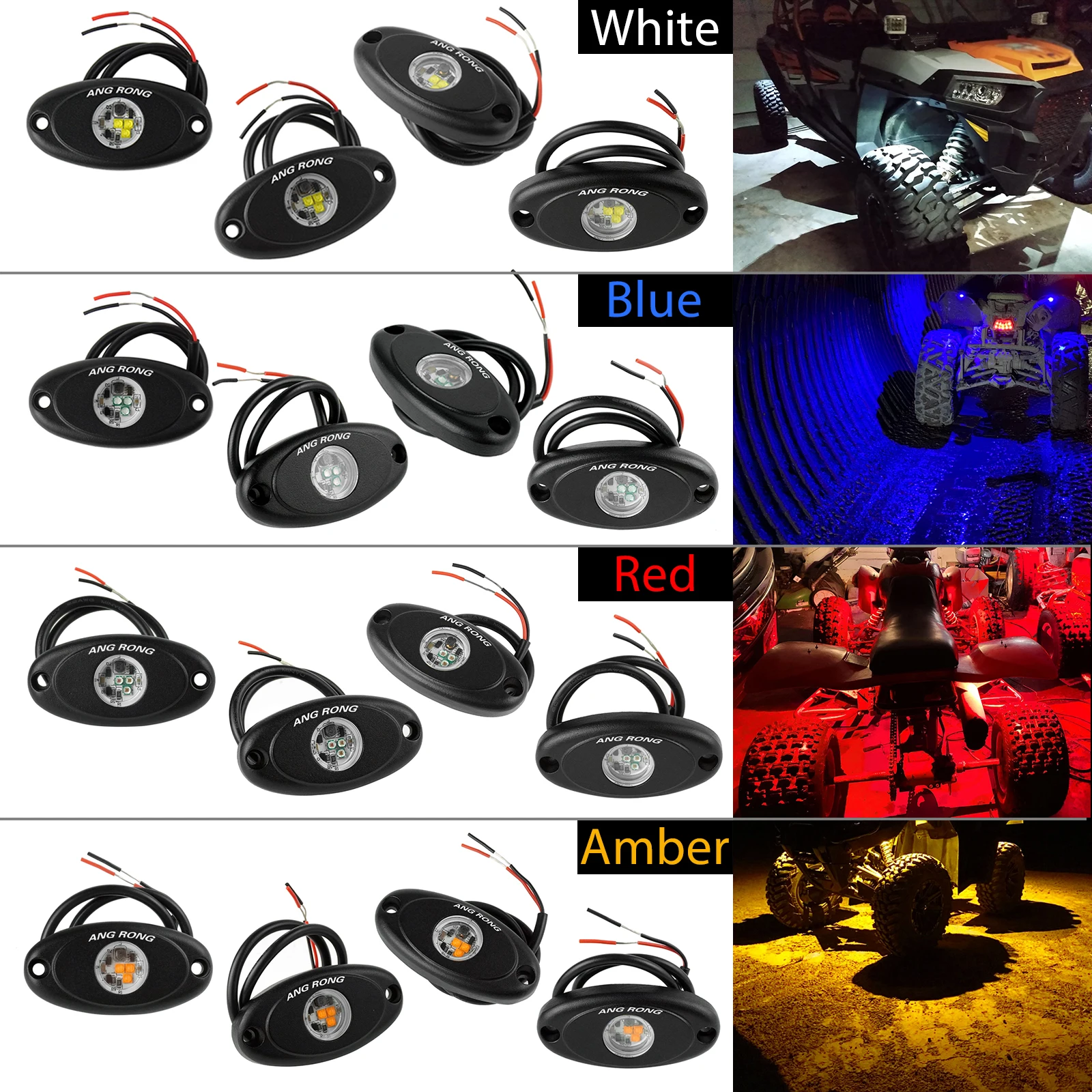 4pcs/set Led Car Chassis Rock Light 3SMD 12-24V Highlight for Cars SUV Offroad Underglow Ambiet Light Lamp Super Bright