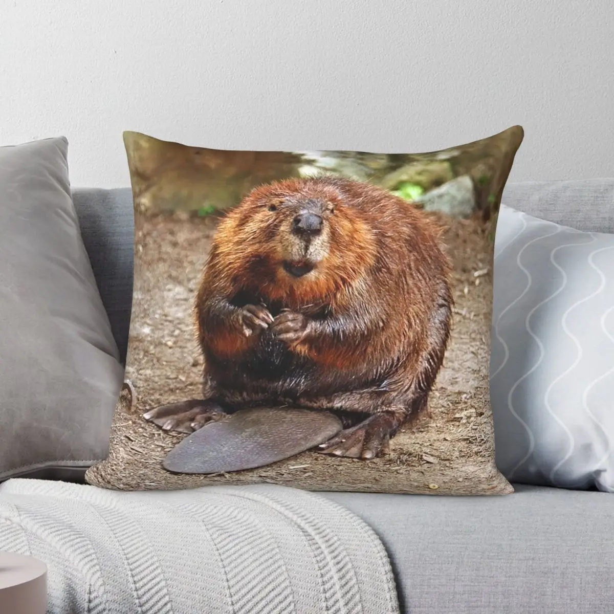 

Квадратная наволочка Beaver из полиэстера и льна