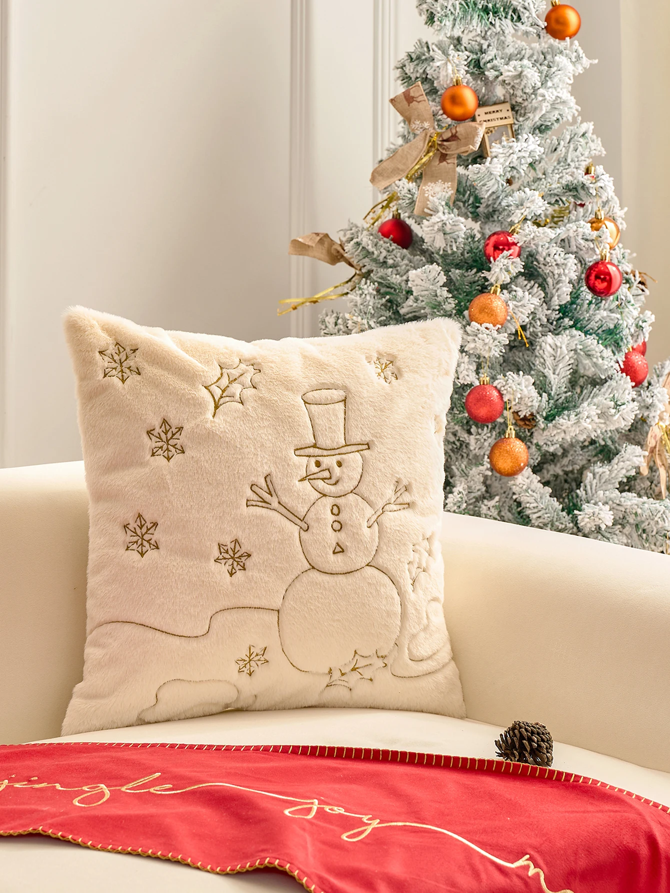 1pcs  Modern simple Christmas style embroidered snowman model room pillow cushion Large back pillow case