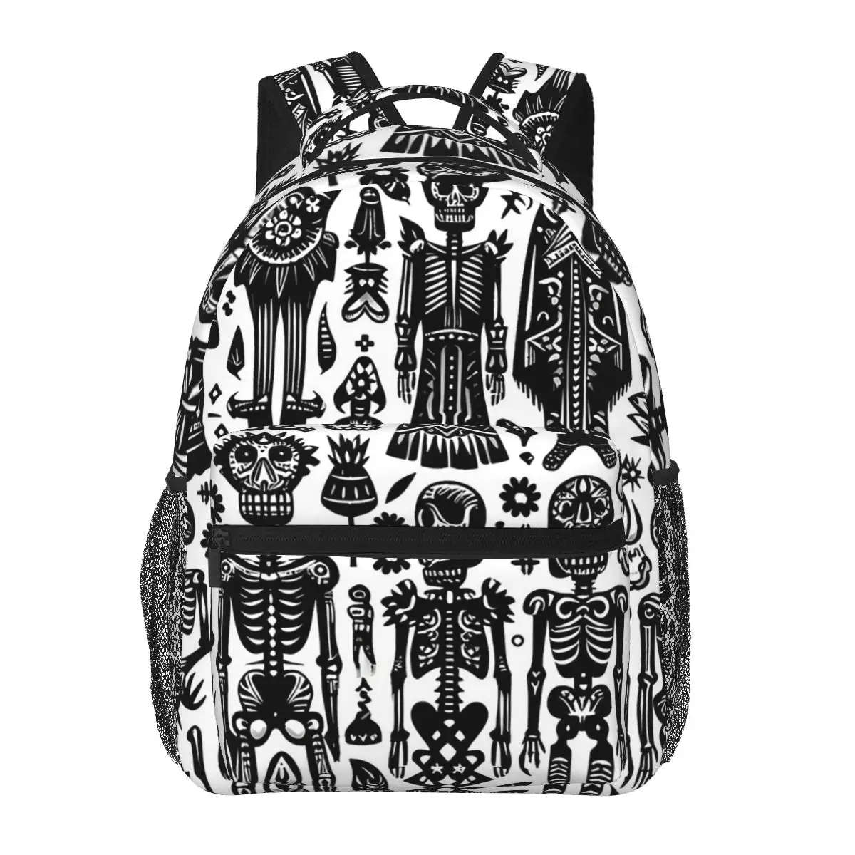 

Black Skull Skeleton And Flower Student Backpack School Bag Hiking Travel Daypack for Boys Girls Fashion Bookbag Shoulder Bags