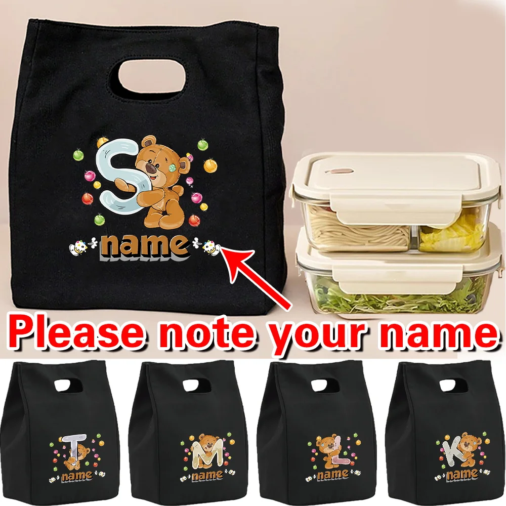 Customized Name Lunch Bag Large Capacity Food Storage Portable Bags Picnic Food Pouch Simple Practical Office Bento Pouch